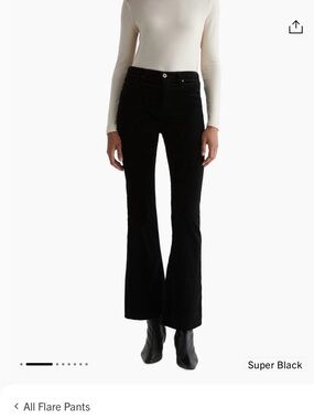 NWT AG Farrah Velvet Flare Jeans, 26, Black